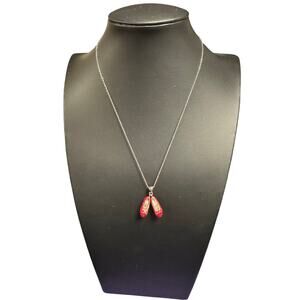 Necklace /Crystal Ruby Red Slippers Charm /Wizard of Oz/ JCM Sterling Silver 925